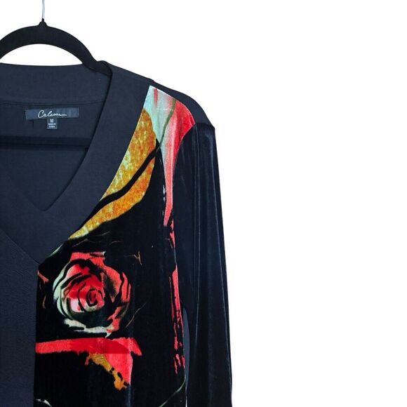 Calessa Tunic Top Medium Multicolor Boho Artsy Mix Print Art To Wear Blouse - Picture 3 of 9